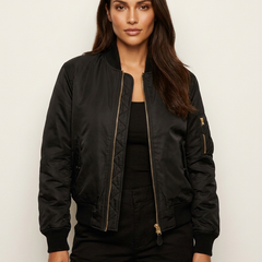 Women's Satin Bomber Jacket | Sporty Elegant Utility Outerwear 3