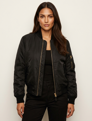 Women's Satin Bomber Jacket | Sporty Elegant Utility Outerwear 3