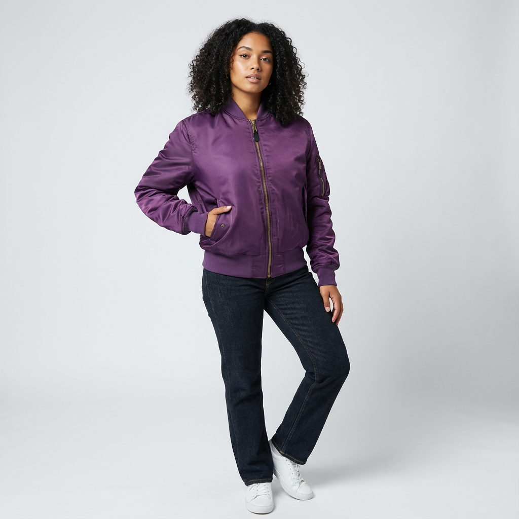 Women's Satin Bomber Jacket | Sporty Elegant Utility Outerwear 6