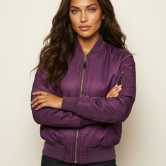 Women's Satin Bomber Jacket | Sporty Elegant Utility Outerwear 7
