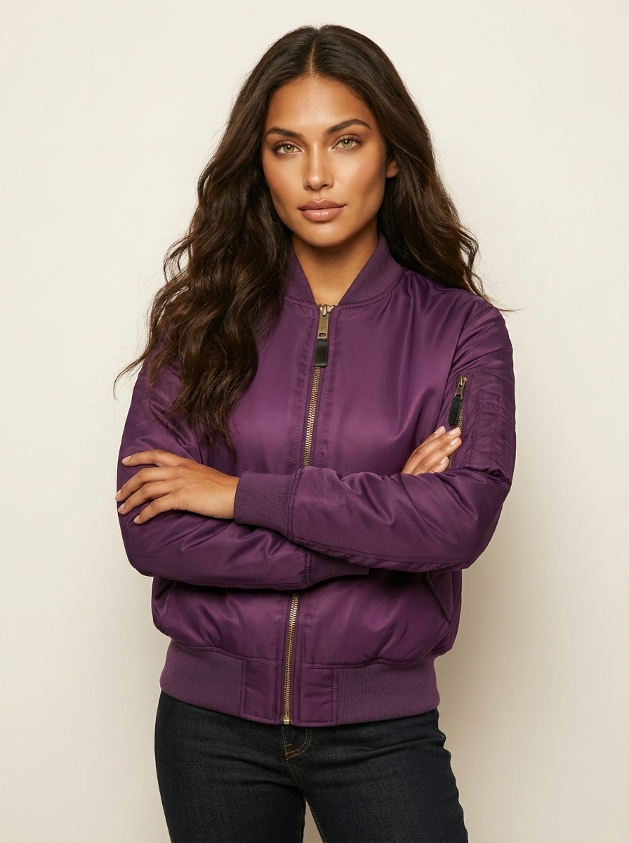 Women's Satin Bomber Jacket | Sporty Elegant Utility Outerwear 7