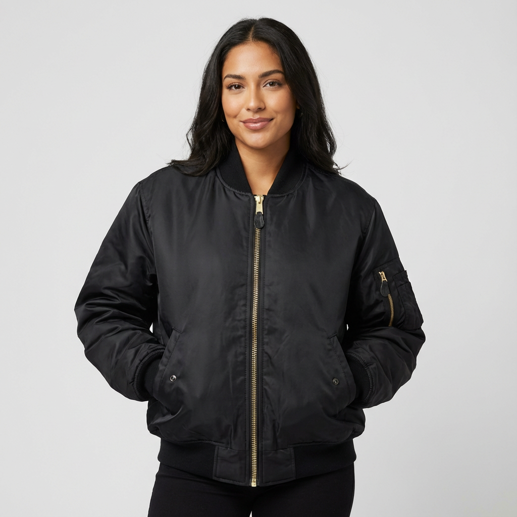 Women's Satin Bomber Jacket | Sporty Elegant Utility Outerwear 8