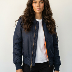 Women's Satin Bomber Jacket | Sporty Elegant Utility Outerwear 9