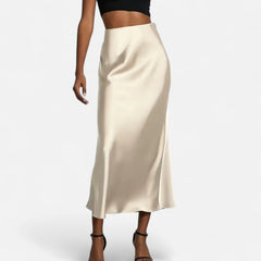 Women's Satin Midi Skirt | Elegant High-Waist Design for Timeless Style 0