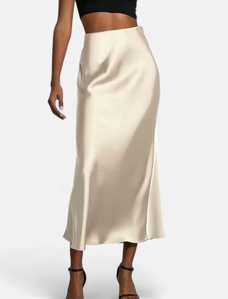 Women's Satin Midi Skirt | Elegant High-Waist Design for Timeless Style 0