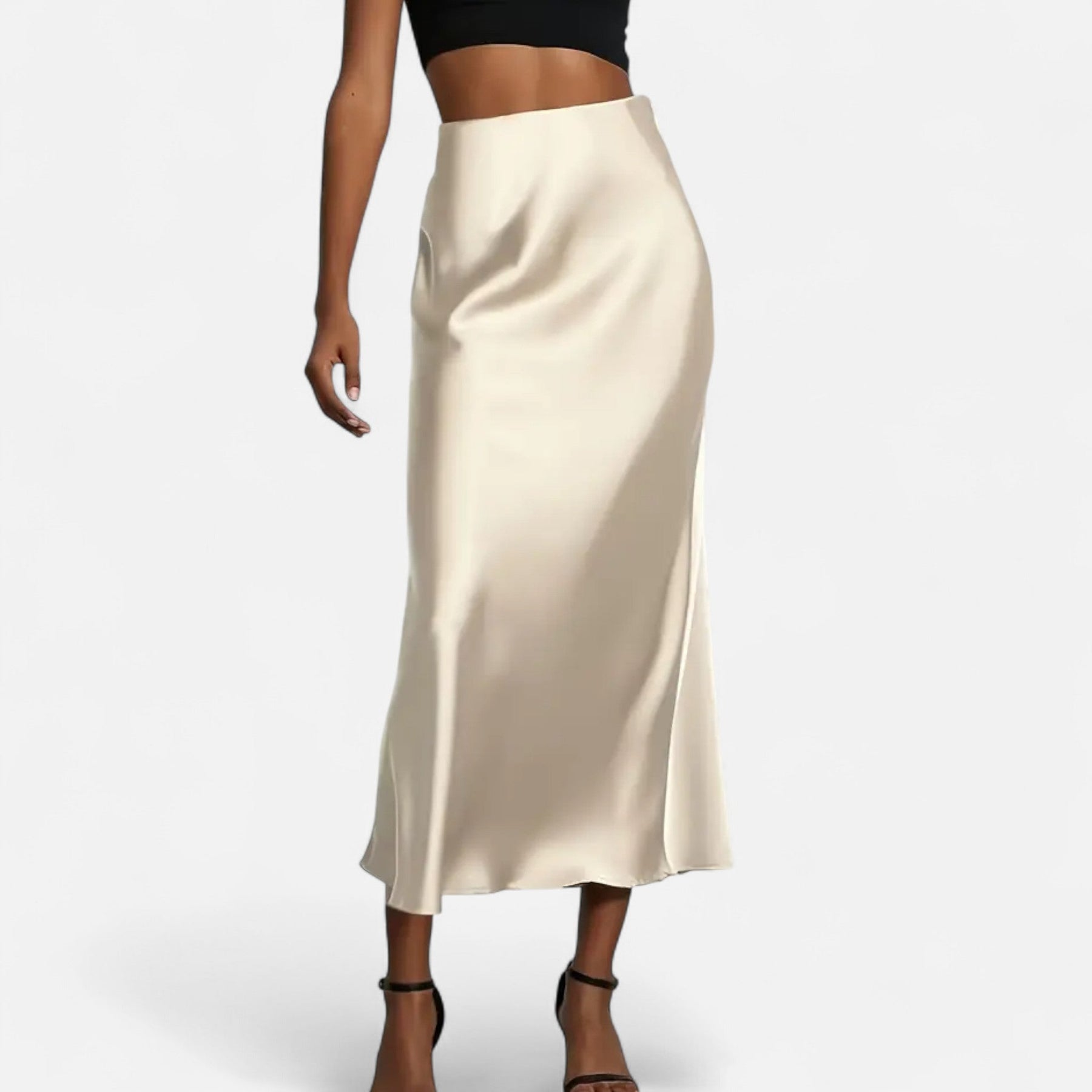 Women's Satin Midi Skirt | Elegant High-Waist Design for Timeless Style 0