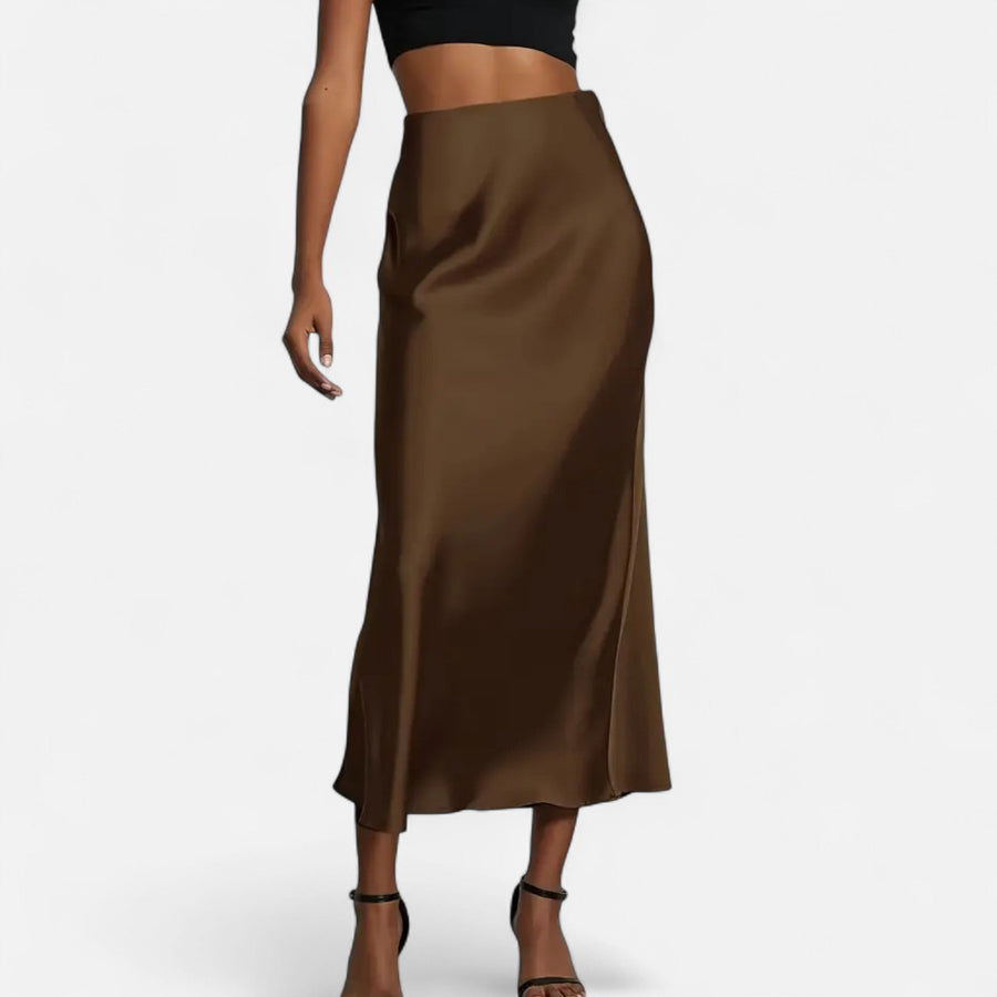 Women's Satin Midi Skirt | Elegant High-Waist Design for Timeless Style 1