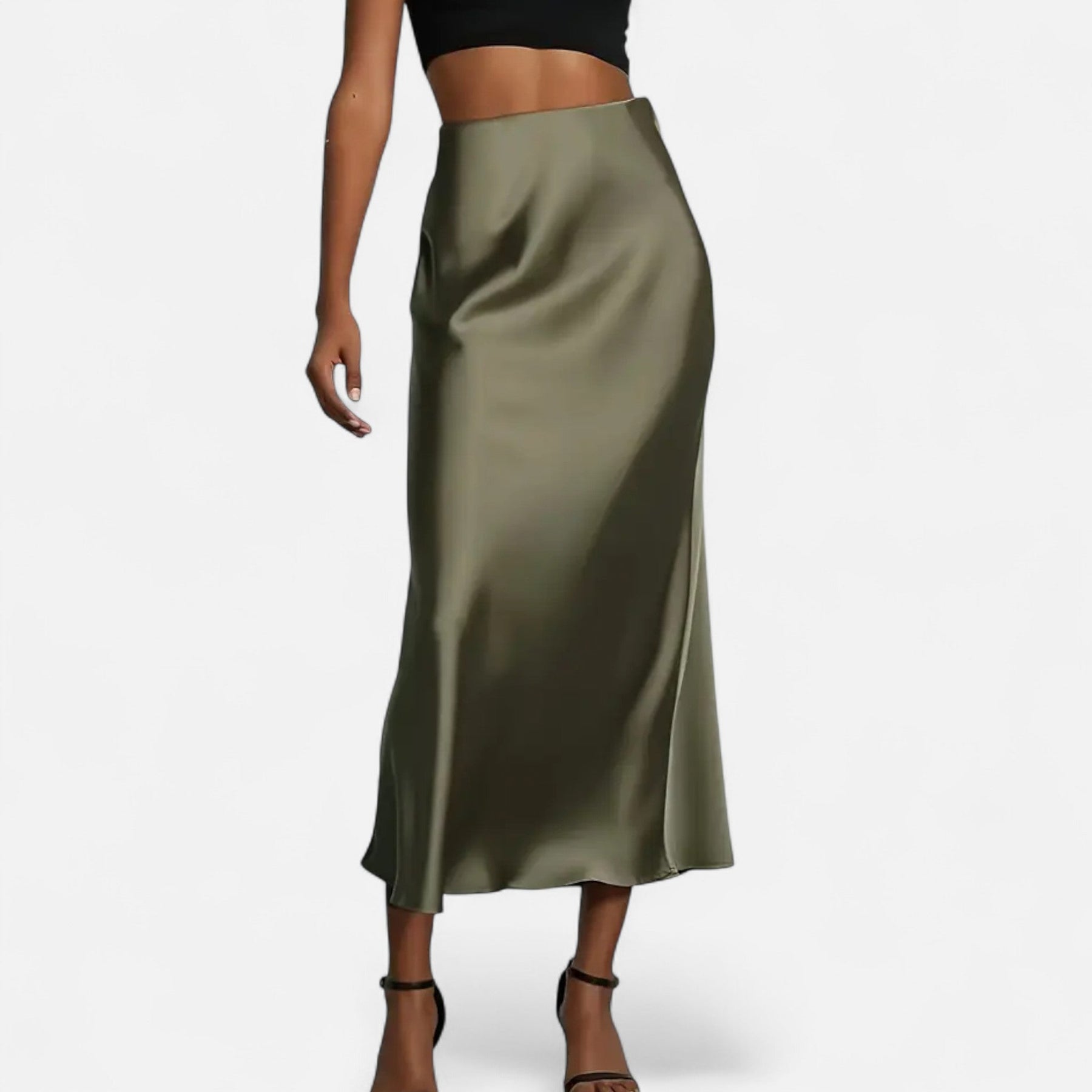 Women's Satin Midi Skirt | Elegant High-Waist Design for Timeless Style 3