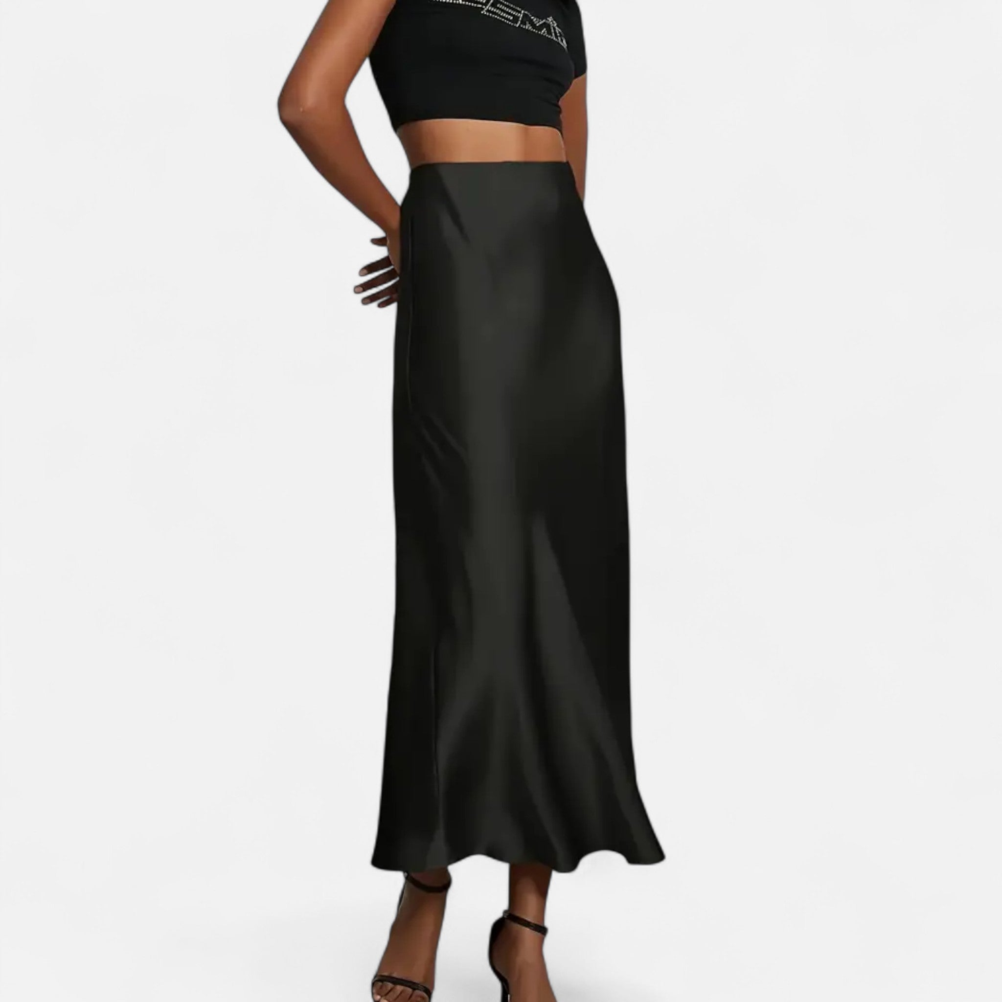 Women's Satin Midi Skirt | Elegant High-Waist Design for Timeless Style 4