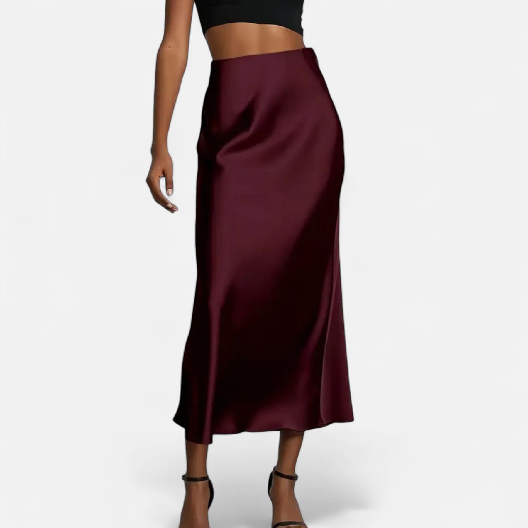 Women's Satin Midi Skirt | Elegant High-Waist Design for Timeless Style 5