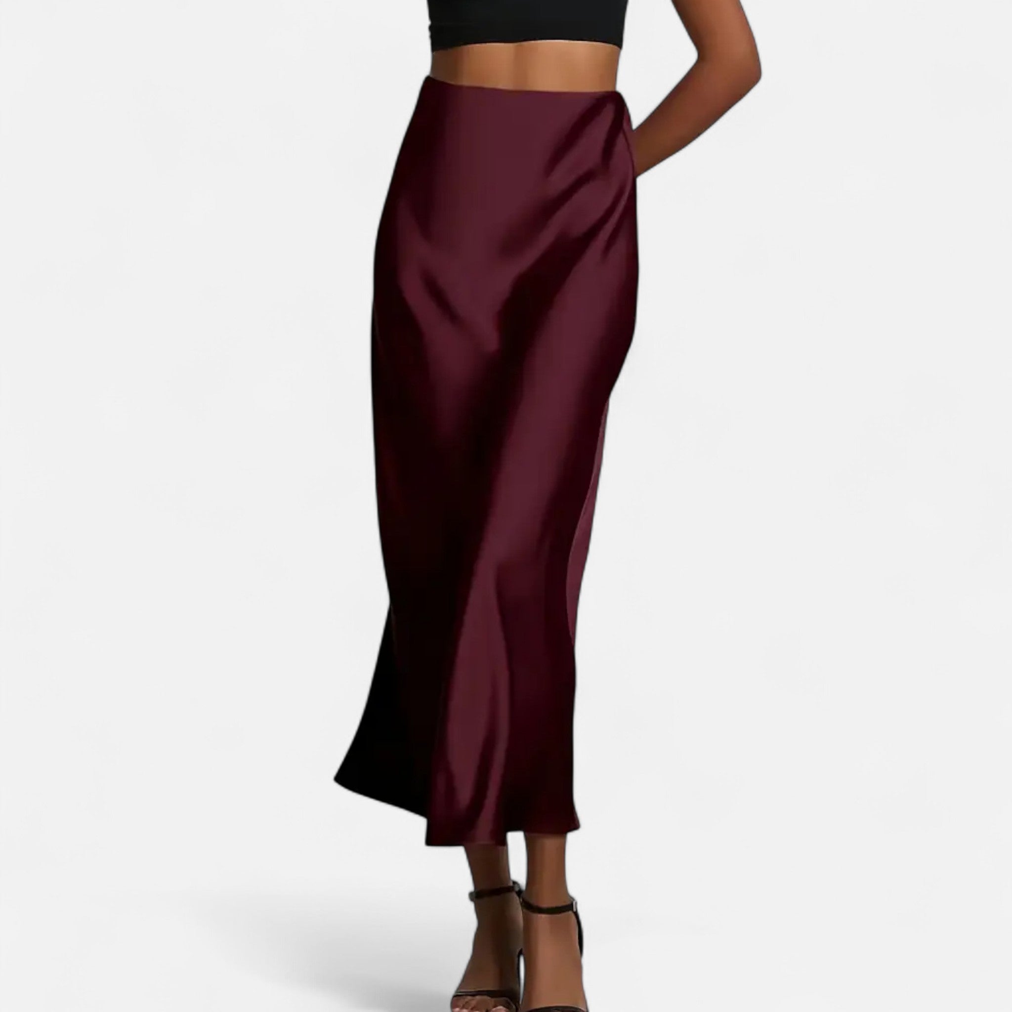 Women's Satin Midi Skirt | Elegant High-Waist Design for Timeless Style 7