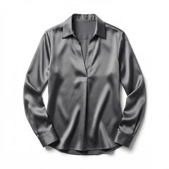 Elegant Satin Womens Blouse | Long Sleeve Top with V-Neck Design for Effortless Summer Style 1