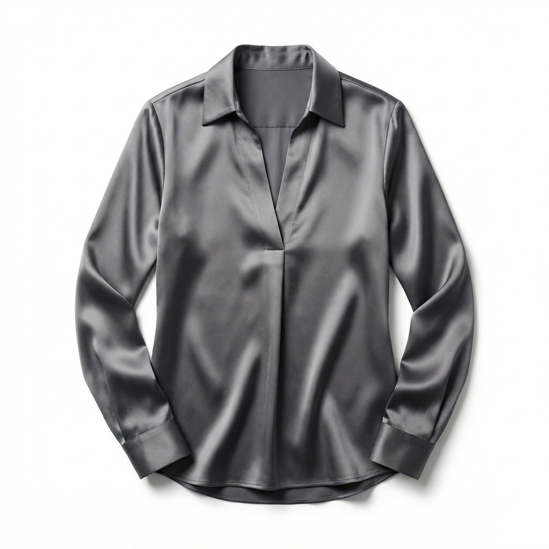 Elegant Satin Womens Blouse | Long Sleeve Top with V-Neck Design for Effortless Summer Style 1