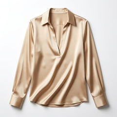 Elegant Satin Womens Blouse | Long Sleeve Top with V-Neck Design for Effortless Summer Style 11