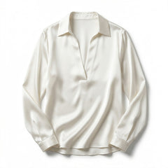 Elegant Satin Womens Blouse | Long Sleeve Top with V-Neck Design for Effortless Summer Style 12