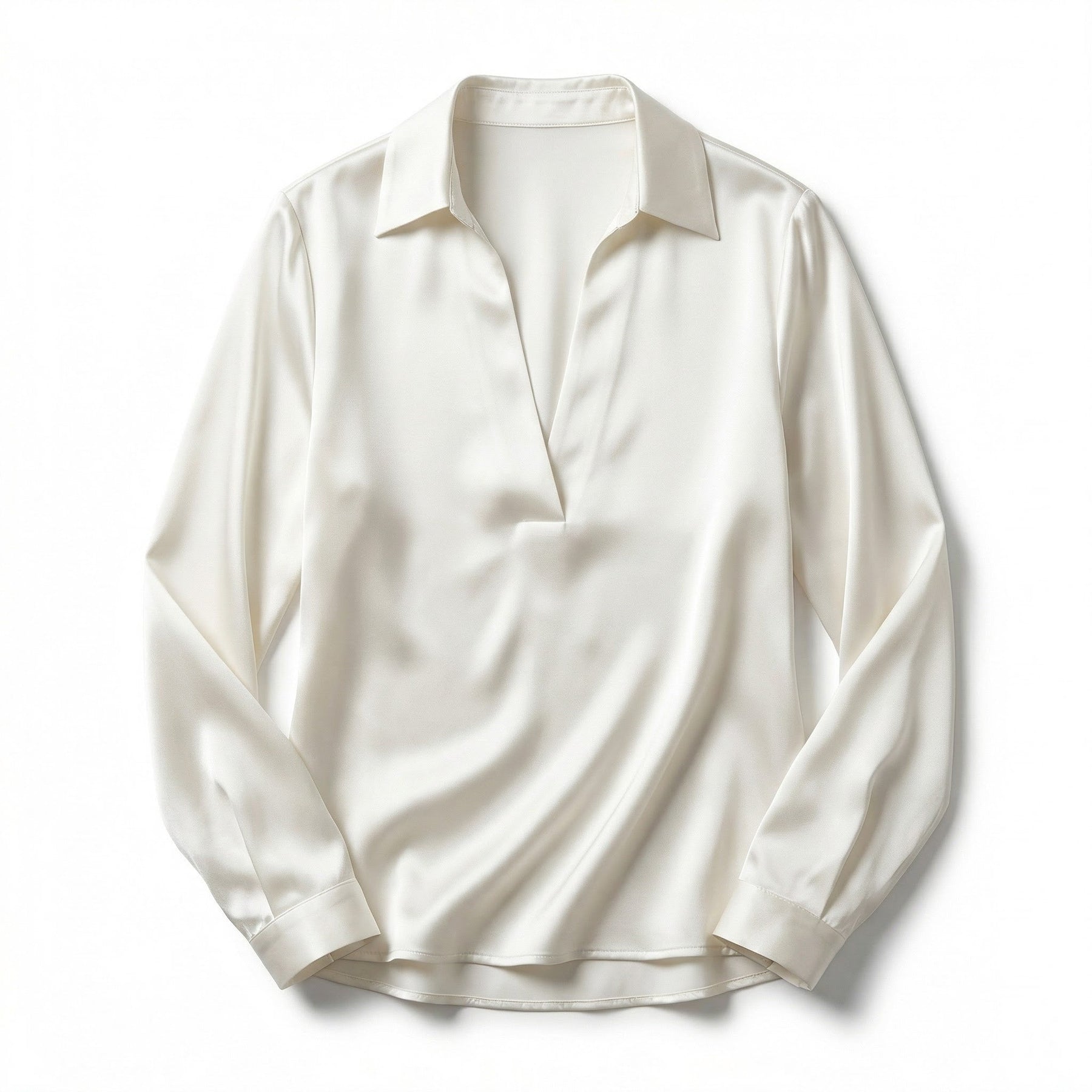 Elegant Satin Womens Blouse | Long Sleeve Top with V-Neck Design for Effortless Summer Style 12
