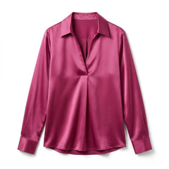 Elegant Satin Womens Blouse | Long Sleeve Top with V-Neck Design for Effortless Summer Style 13