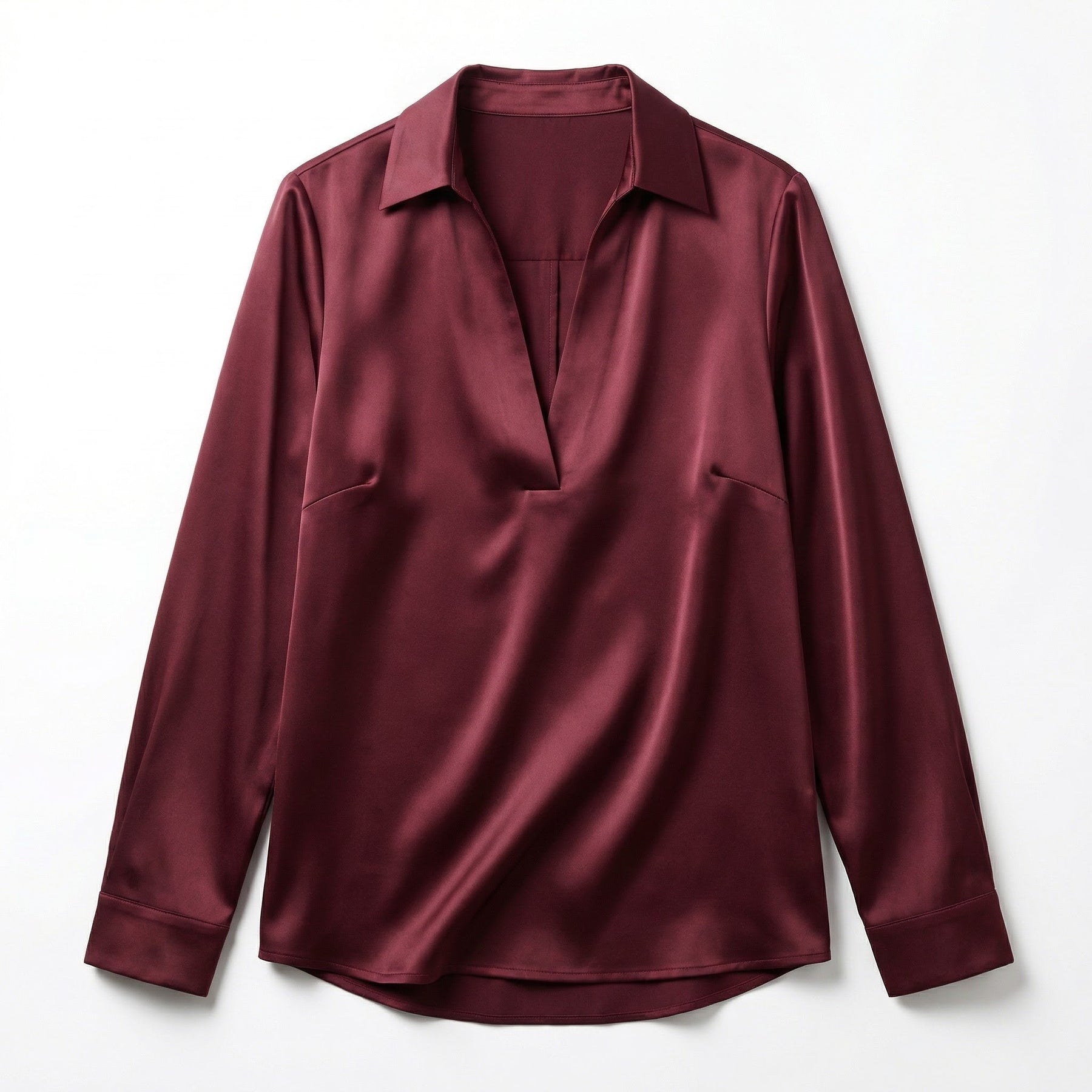Elegant Satin Womens Blouse | Long Sleeve Top with V-Neck Design for Effortless Summer Style 14