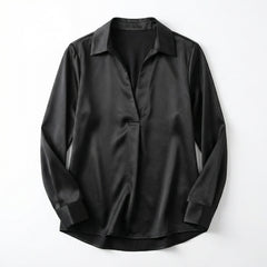 Elegant Satin Womens Blouse | Long Sleeve Top with V-Neck Design for Effortless Summer Style 15
