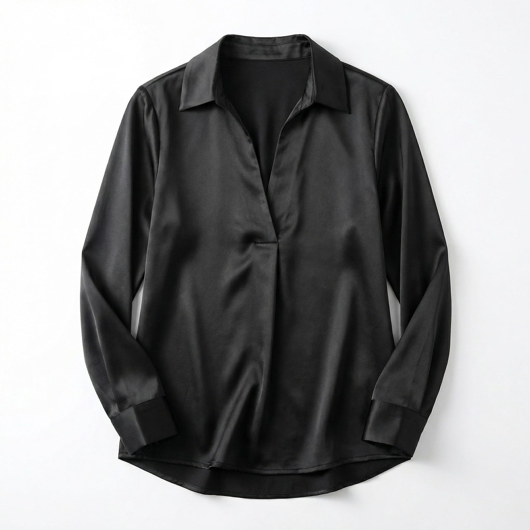 Elegant Satin Womens Blouse | Long Sleeve Top with V-Neck Design for Effortless Summer Style 15