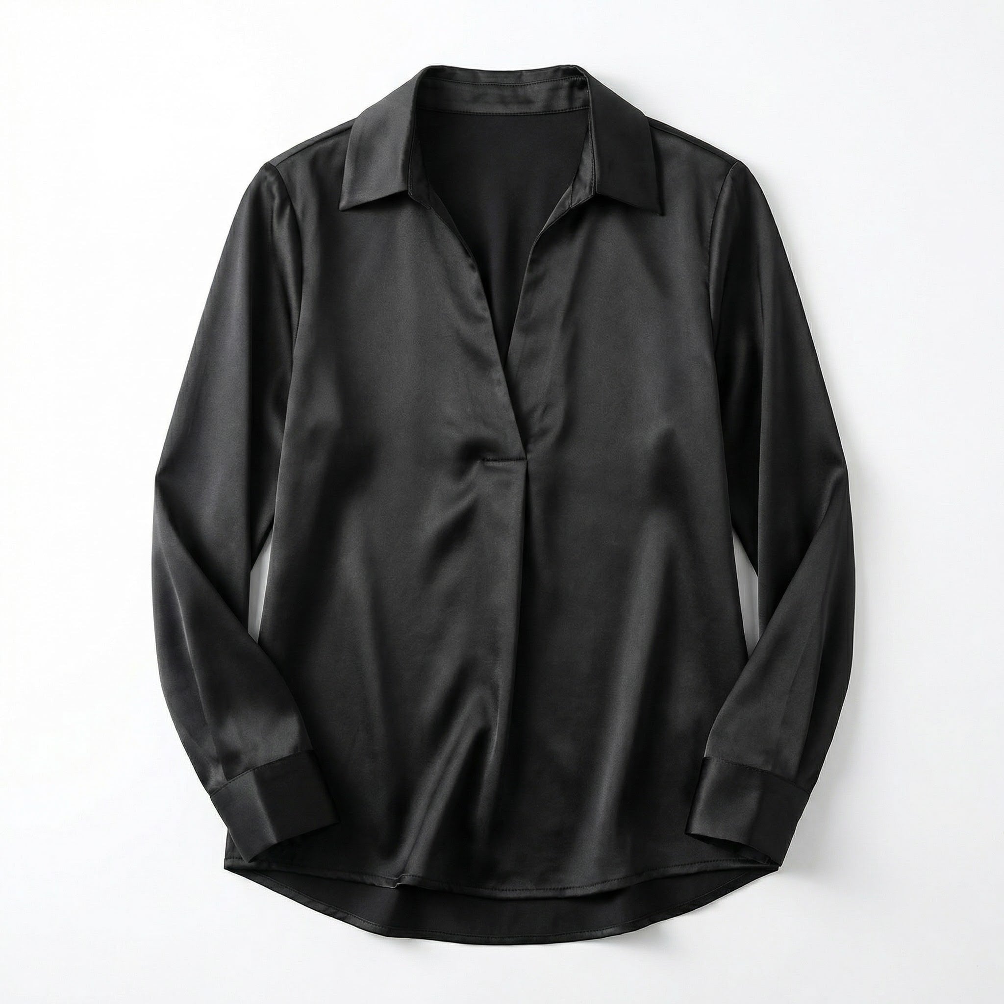 Elegant Satin Womens Blouse | Long Sleeve Top with V-Neck Design for Effortless Summer Style 15