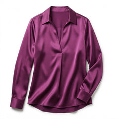 Elegant Satin Womens Blouse | Long Sleeve Top with V-Neck Design for Effortless Summer Style 5