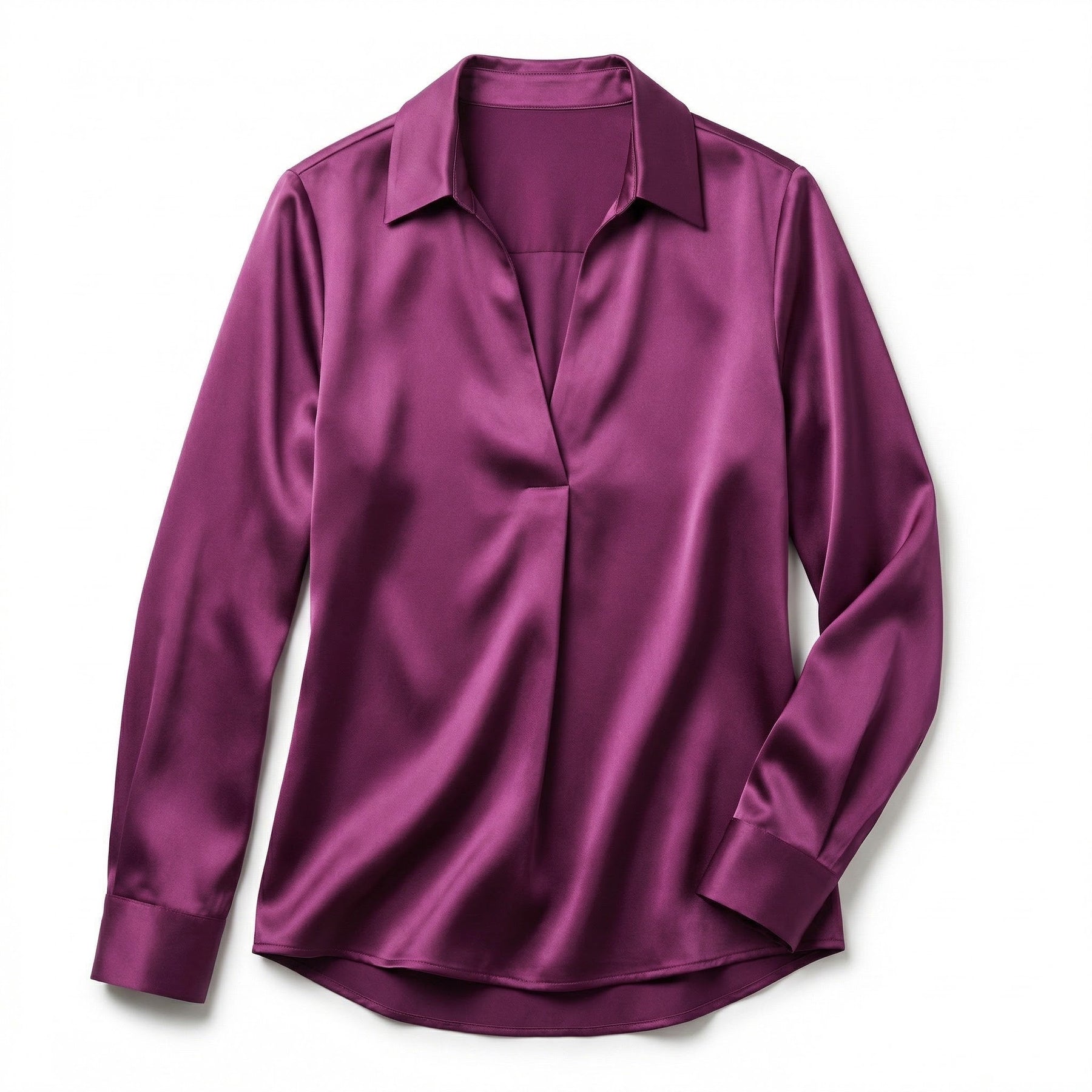 Elegant Satin Womens Blouse | Long Sleeve Top with V-Neck Design for Effortless Summer Style 5