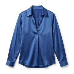 Elegant Satin Womens Blouse | Long Sleeve Top with V-Neck Design for Effortless Summer Style 6