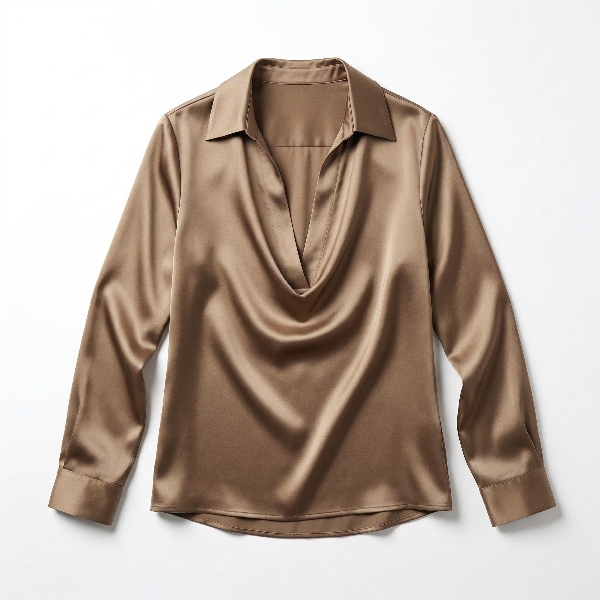 Elegant Satin Womens Blouse | Long Sleeve Top with V-Neck Design for Effortless Summer Style 7