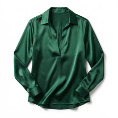 Elegant Satin Womens Blouse | Long Sleeve Top with V-Neck Design for Effortless Summer Style 9