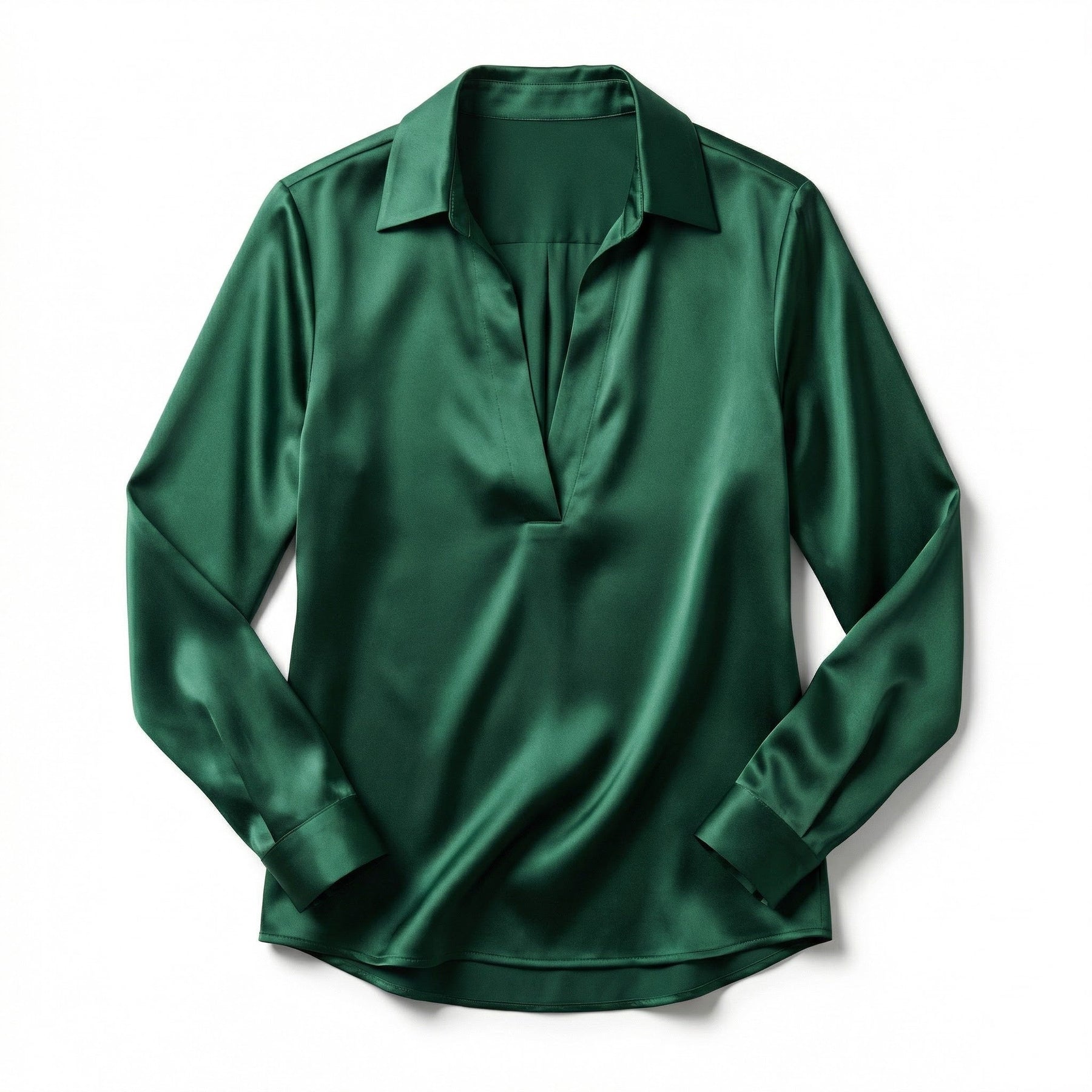 Elegant Satin Womens Blouse | Long Sleeve Top with V-Neck Design for Effortless Summer Style 9
