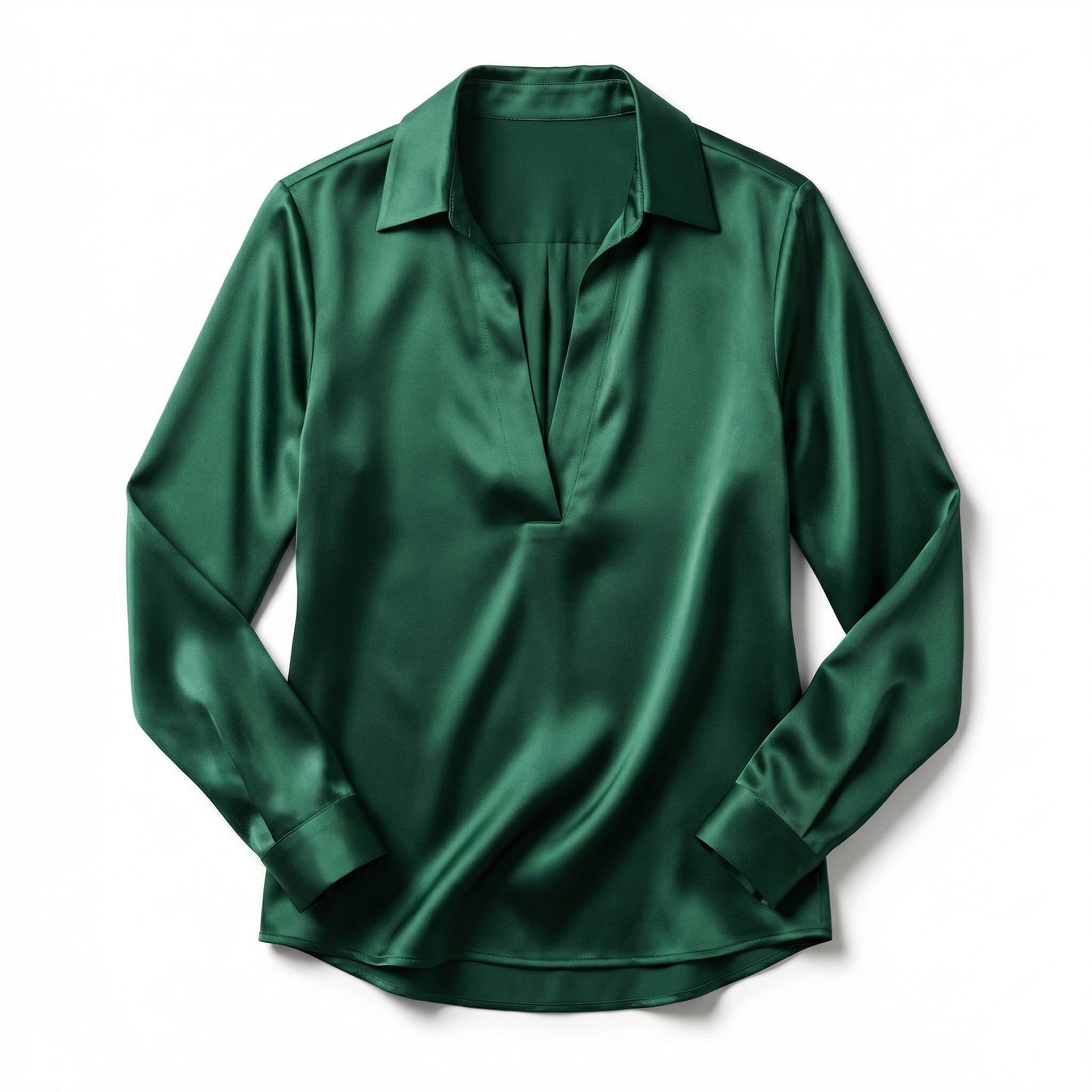 Elegant Satin Womens Blouse | Long Sleeve Top with V-Neck Design for Effortless Summer Style 9