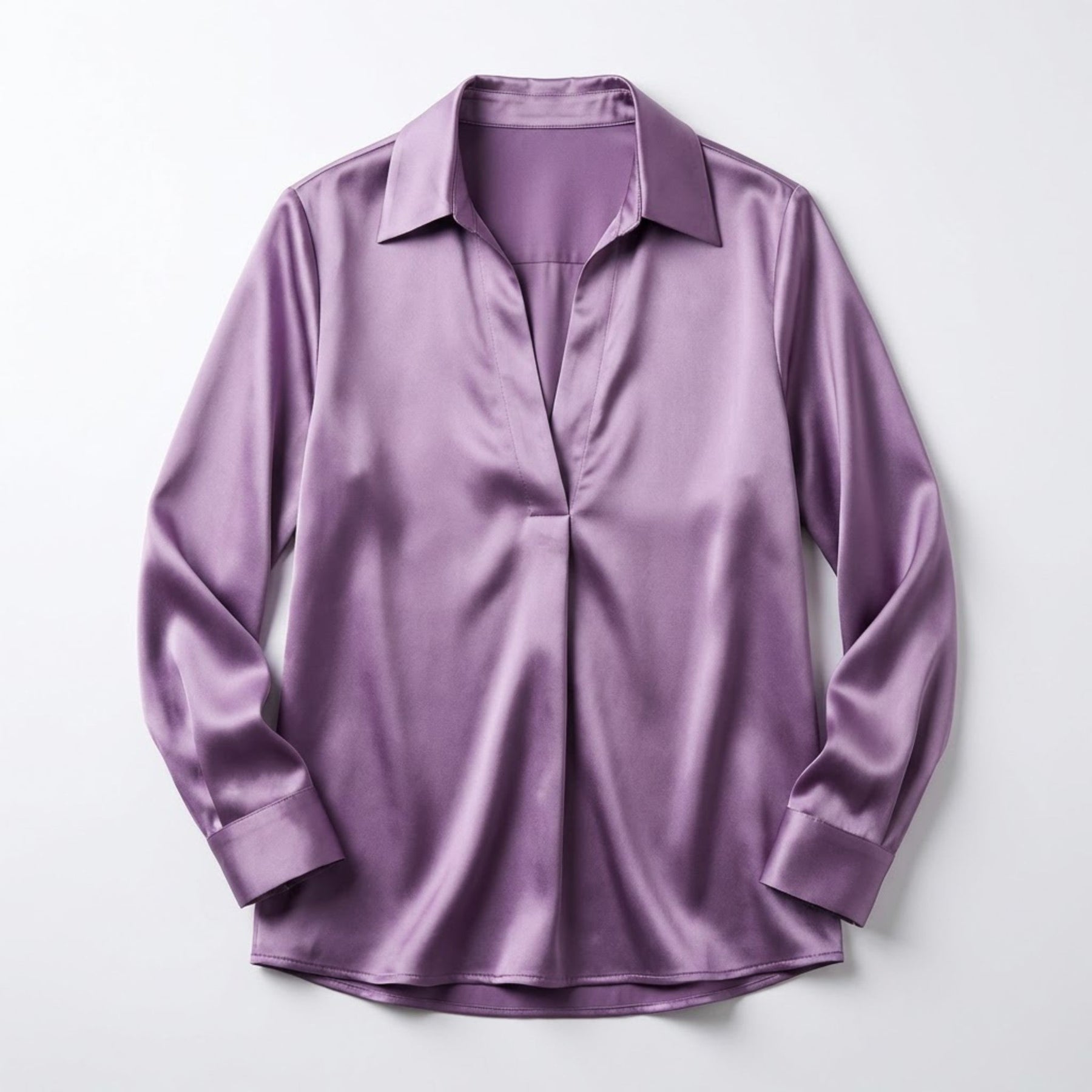 Elegant Satin Womens Blouse | Long Sleeve Top with V-Neck Design for Effortless Summer Style 10