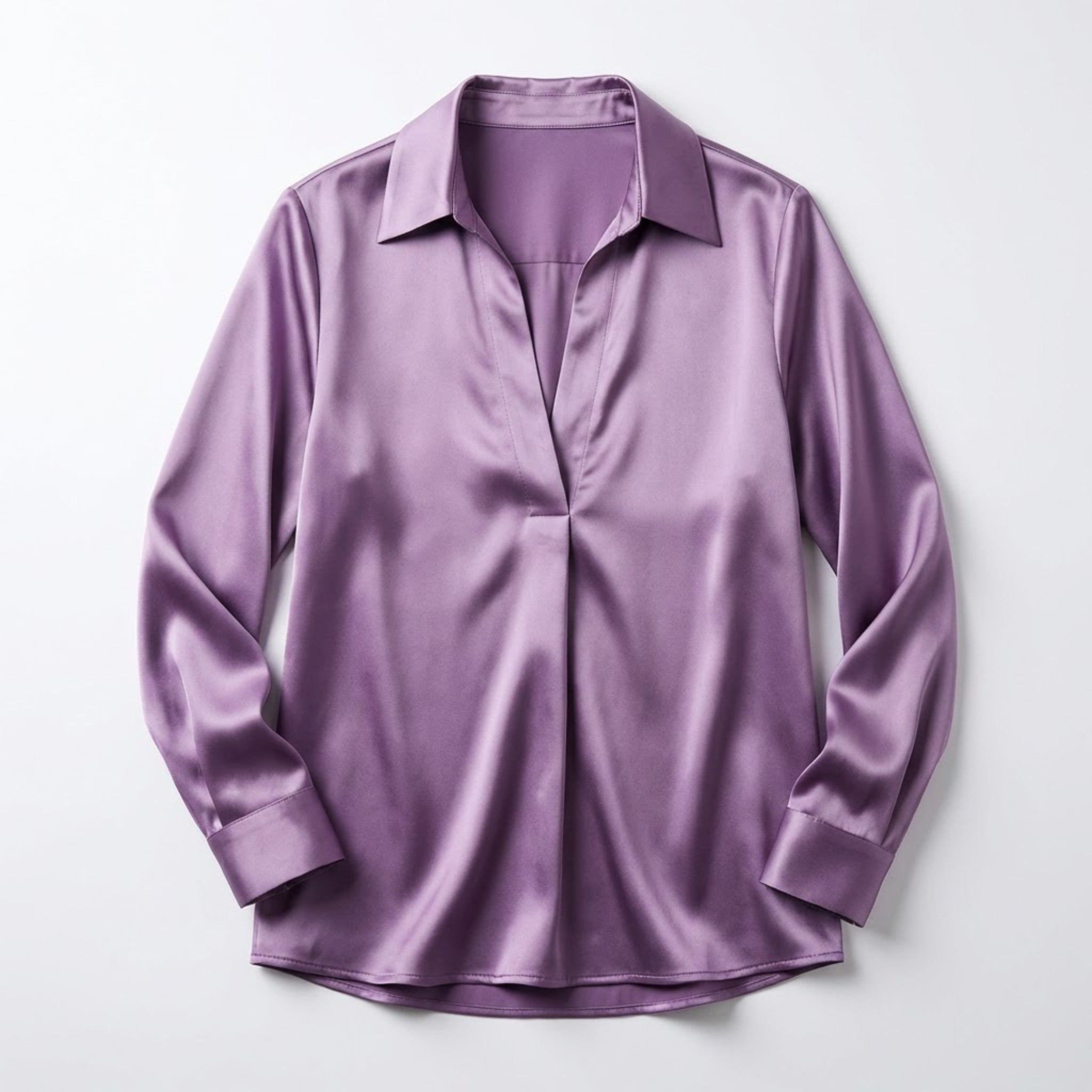 Elegant Satin Womens Blouse | Long Sleeve Top with V-Neck Design for Effortless Summer Style 10