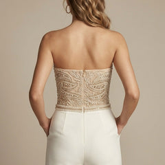 Women's Sequin Jumpsuit | Elegant Strapless Evening Wear with Pockets 1