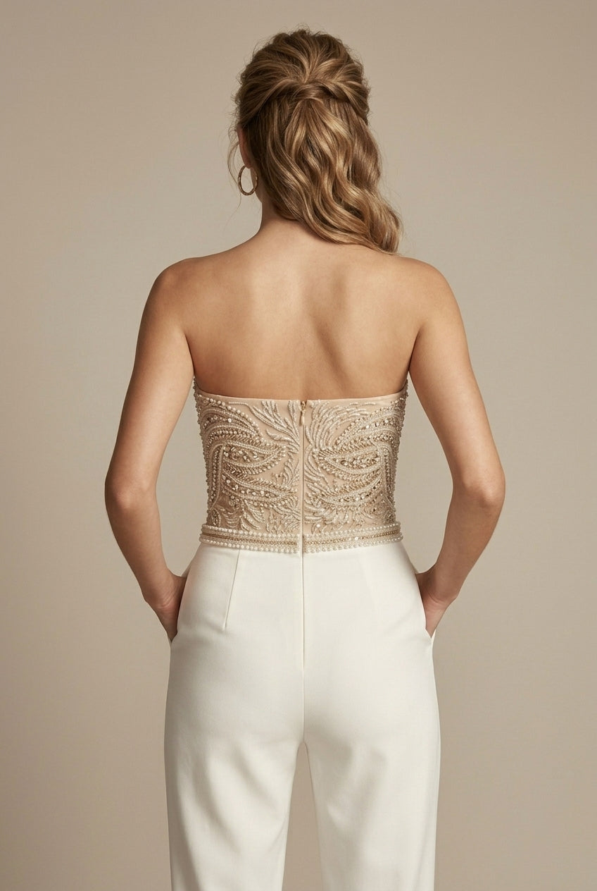 Women's Sequin Jumpsuit | Elegant Strapless Evening Wear with Pockets 1