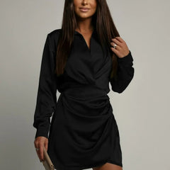 Women's Silky Satin Wrap Dress | Elegant Body-Skimming Cocktail Gown 4