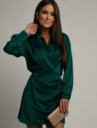 Women's Silky Satin Wrap Dress | Elegant Body-Skimming Cocktail Gown 6