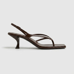 Women's Smooth Leather Kitten Heel Sandals | Elegant Square Toe Ankle Strap Shoes 0