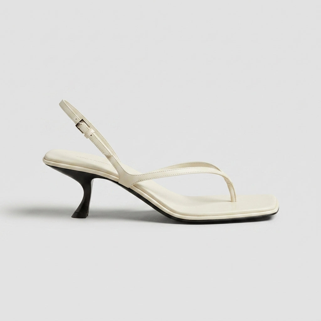 Women's Smooth Leather Kitten Heel Sandals | Elegant Square Toe Ankle Strap Shoes 4