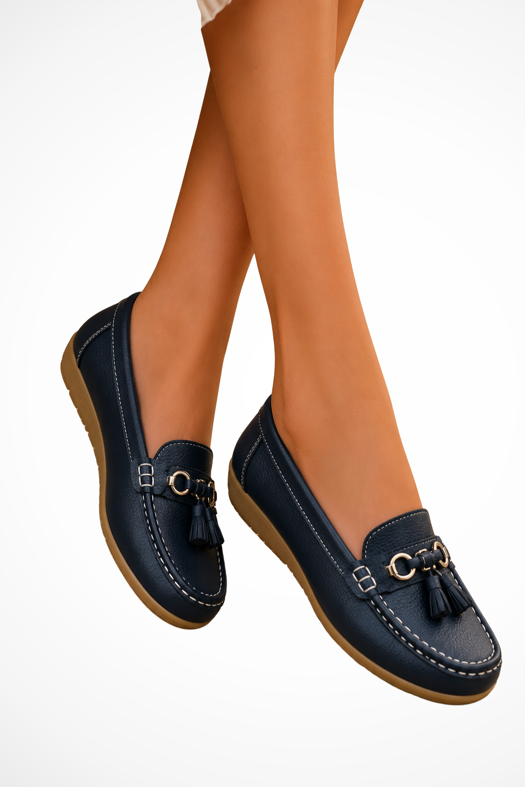 Women's Smooth Leather Penny Loafers | Elegant Tassel Detail Orthopedic Shoes 1