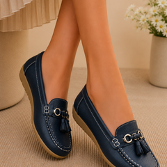 Women's Smooth Leather Penny Loafers | Elegant Tassel Detail Orthopedic Shoes 2