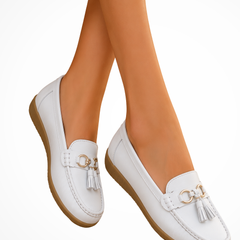 Women's Smooth Leather Penny Loafers | Elegant Tassel Detail Orthopedic Shoes 4