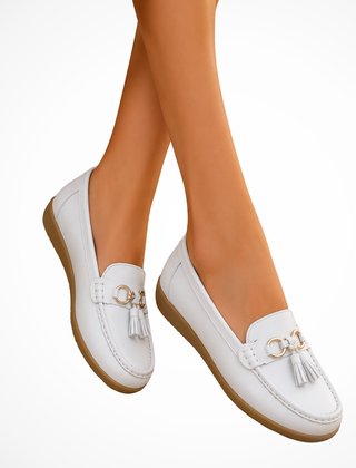 Women's Smooth Leather Penny Loafers | Elegant Tassel Detail Orthopedic Shoes 4