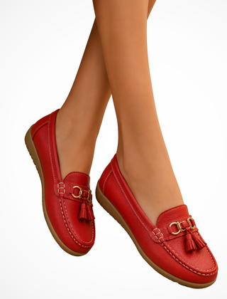 Women's Smooth Leather Penny Loafers | Elegant Tassel Detail Orthopedic Shoes 5