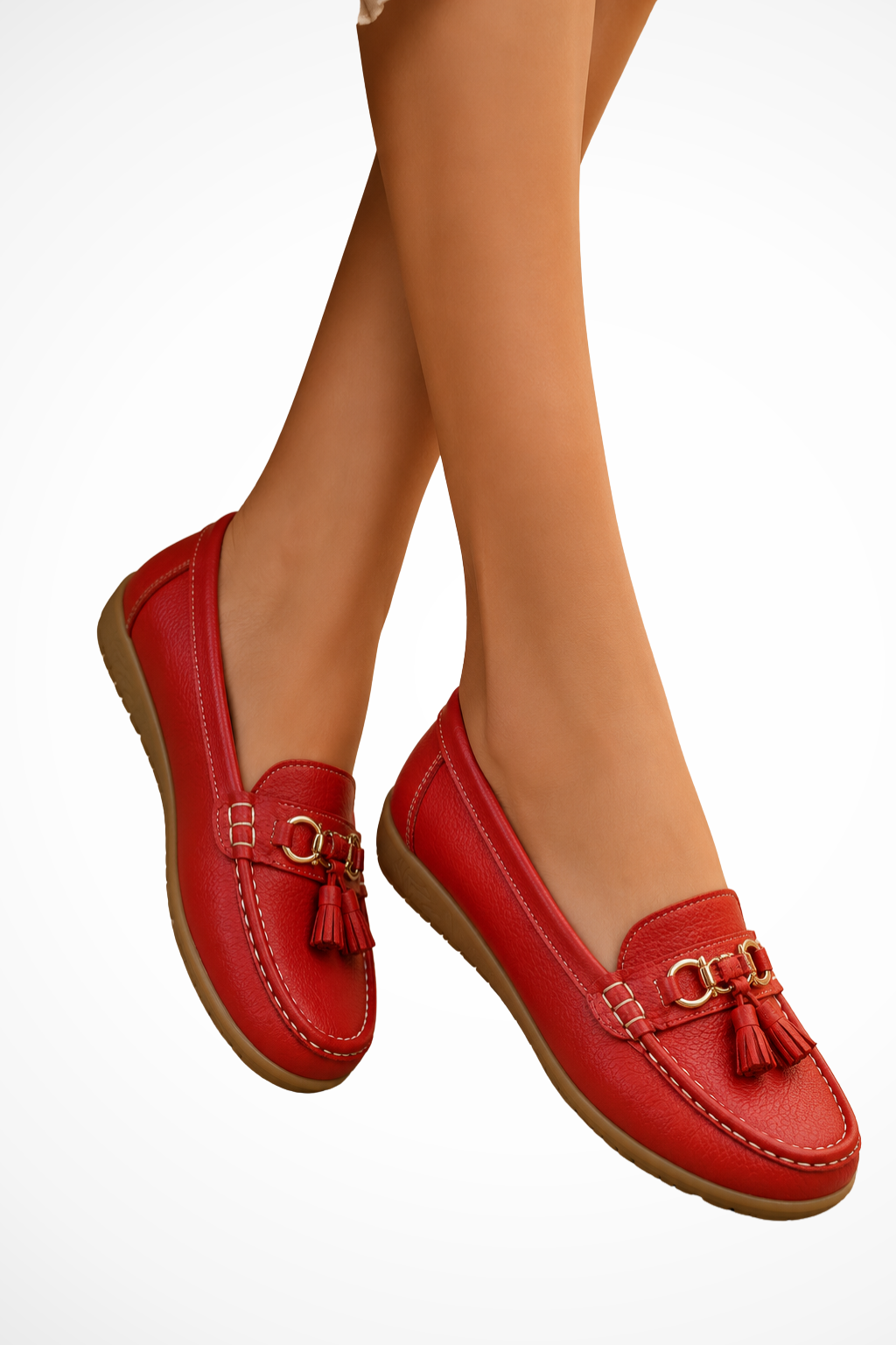 Women's Smooth Leather Penny Loafers | Elegant Tassel Detail Orthopedic Shoes 5