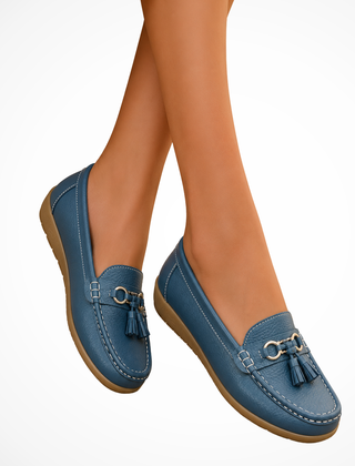 Women's Smooth Leather Penny Loafers | Elegant Tassel Detail Orthopedic Shoes 6