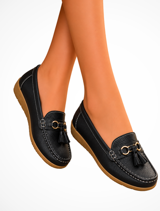 Women's Smooth Leather Penny Loafers | Elegant Tassel Detail Orthopedic Shoes 7