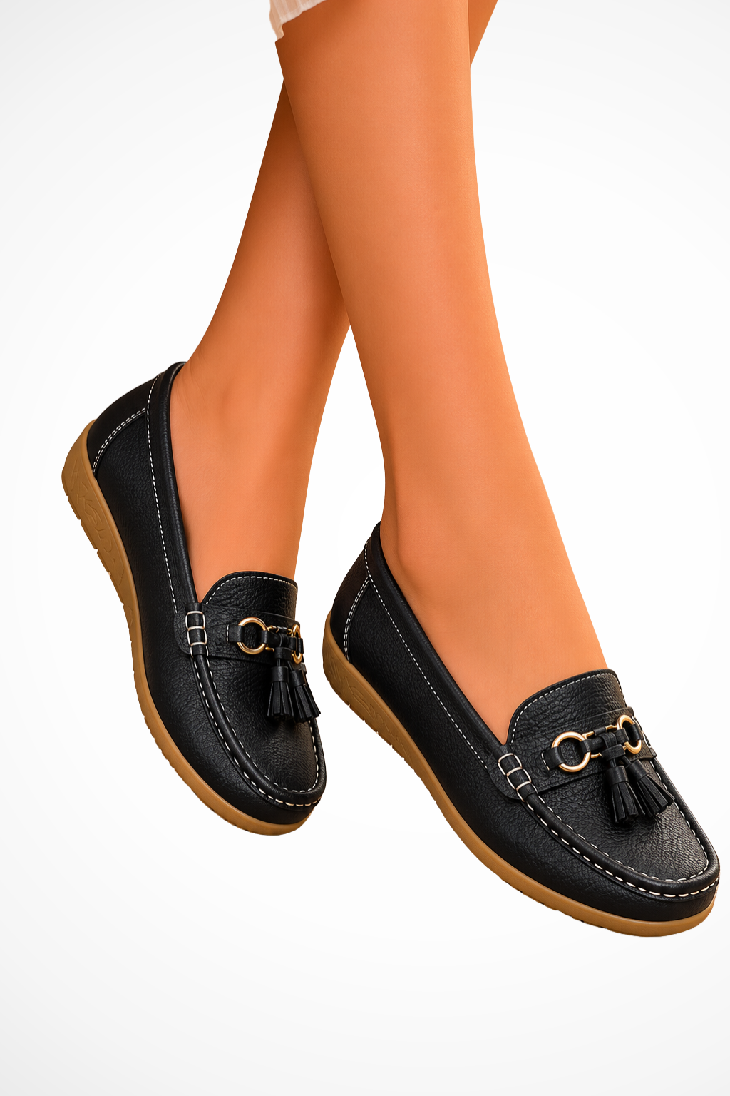 Women's Smooth Leather Penny Loafers | Elegant Tassel Detail Orthopedic Shoes 7