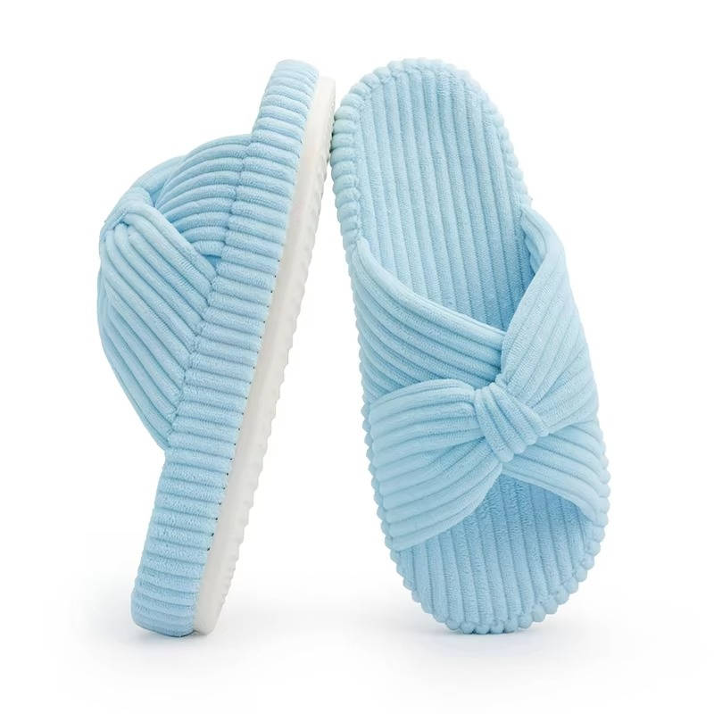 Women's Soft Corduroy Arch Support Slippers | Comfortable Open Toe Design for Home Wear 12